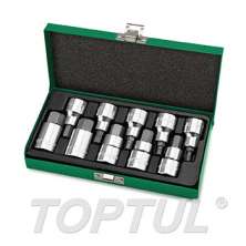 SIZE(mm) 10PCS 1/2" DR. Hex Bit Socket Set 0