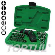 54PCS High-Torque Pistol Grip Ratchet Screwdriver, Bit & Socket Set 0